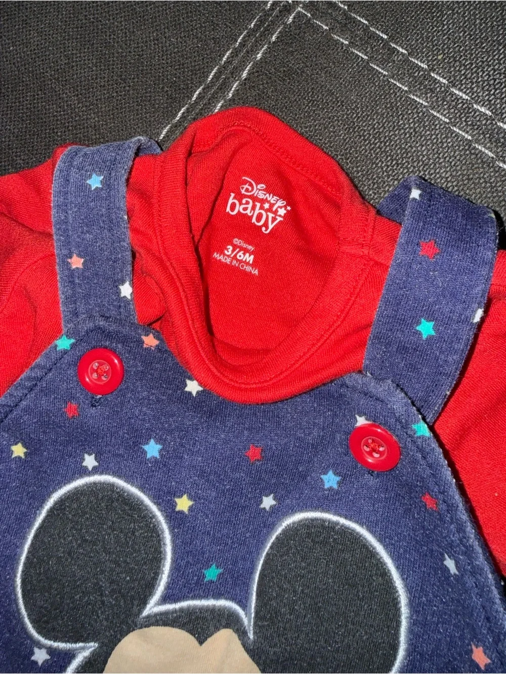 Disney Navy Mickey Mouse Shortalls with Red Tee and Cream Chewbacca Set